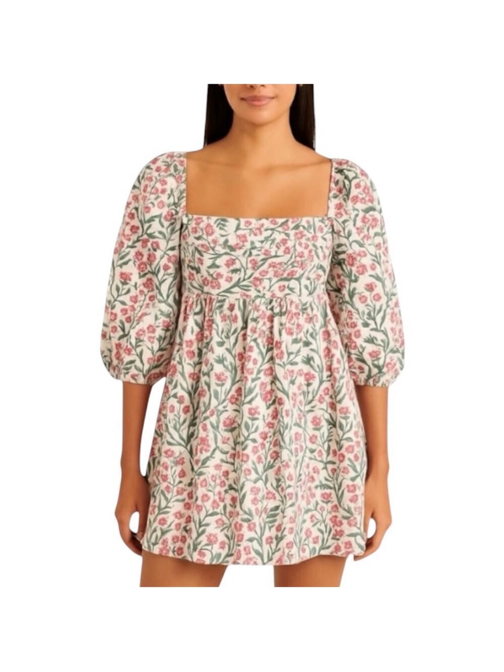 Abercrombie Emerson Poplin Puff Sleeve Midi Dress Size MT